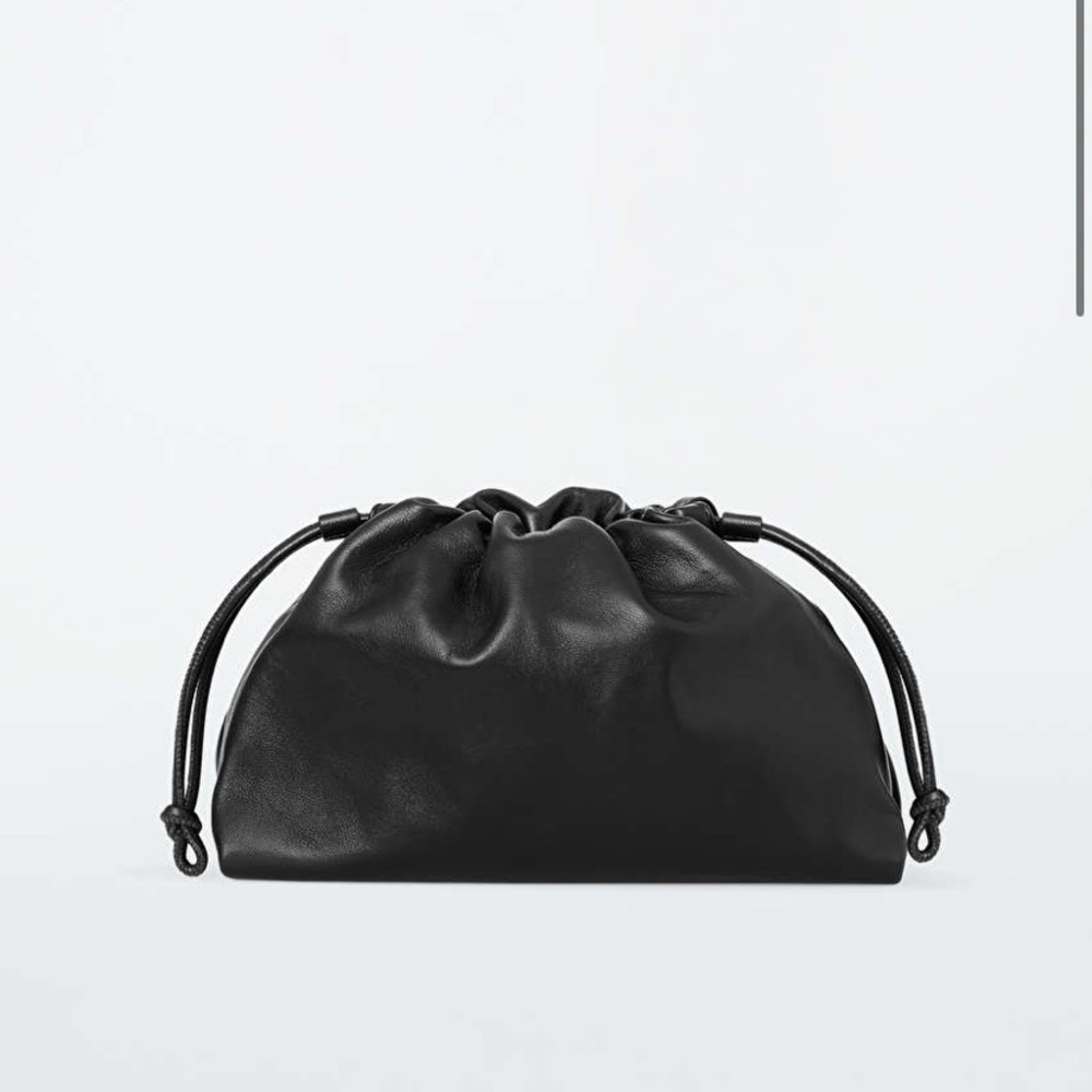 Cos Mini Cavatelli Clutch in Black Leather